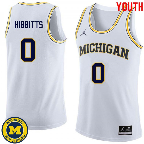 Youth University of Michigan #0 Brent Hibbitts White College Basketball Jersey